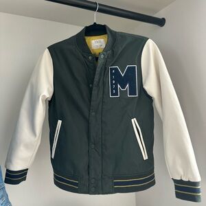 Zara Green and Cream Varsity Bomber  Jacket